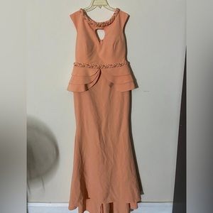 Blues Fashion Salmon Coral Peplum Bodycon Mermaid Formal Dress